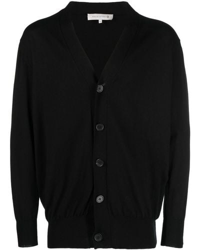 Mackintosh Cardigan en coton biologique à patch logo - Noir