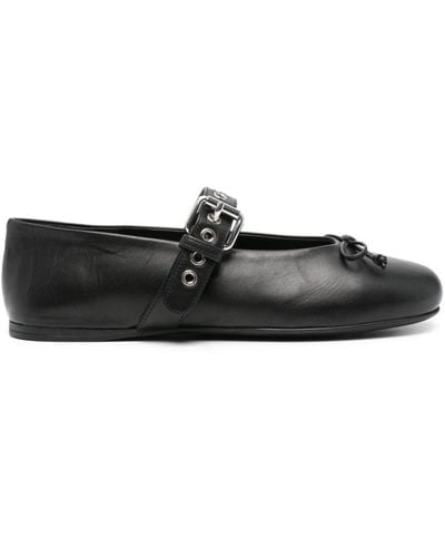 Miu Miu Leather Ballerina Shoes - Black
