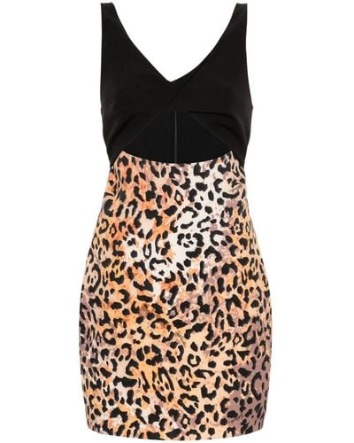 Just Cavalli Cady Leopard-print Mini Dress - Black