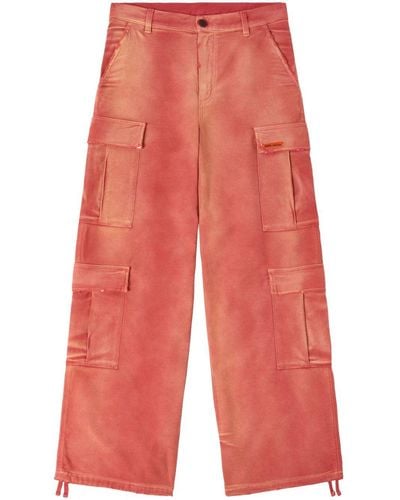 Heron Preston Distressed-effect Cargo Trousers - Red