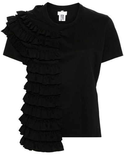 Noir Kei Ninomiya Ruffled-layer Cotton T-shirt - Black