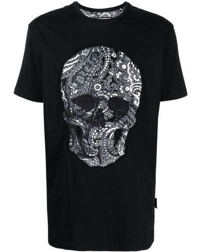 Philipp Plein Ss Paisley Skull T-shirt - Black