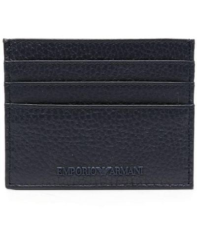 Emporio Armani Logo-rubberised Leather Card Holder - Blue