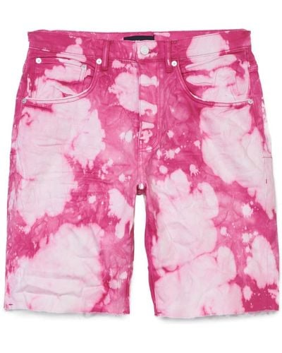 Purple Brand Bleach-effect Denim Shorts - Pink