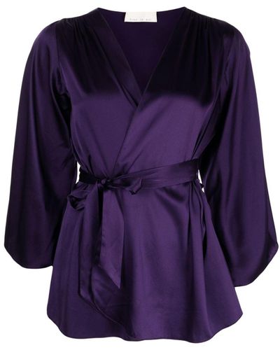 Fleur du Mal Angel Belted-waist Satin Robe - Purple