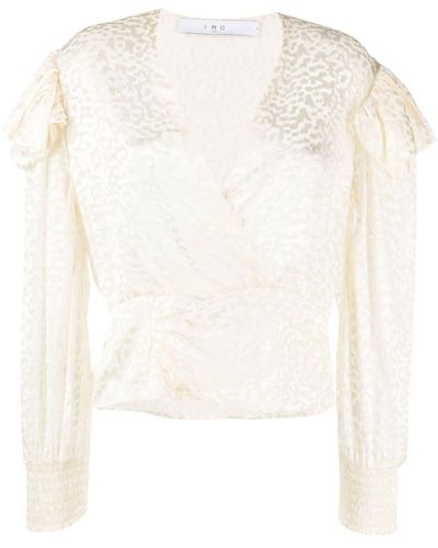 IRO Leopard-print Satin Blouse - White