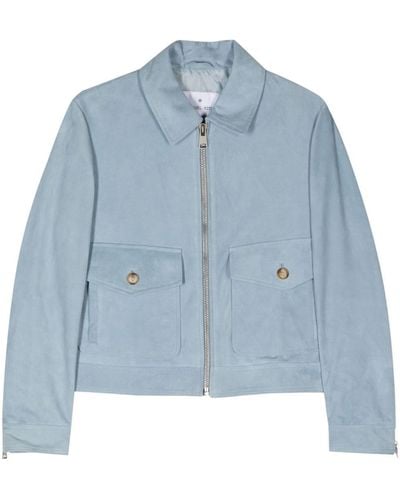 Manuel Ritz Zip-up Suede Shirt Jacket - Blue