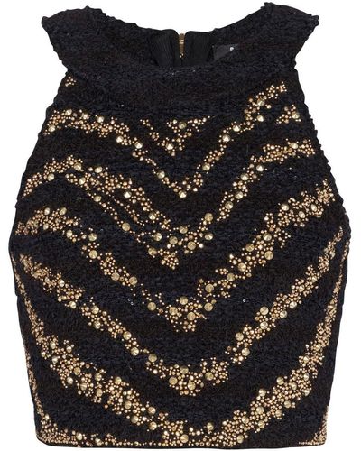 Balmain Sequin-embellished Knitted Top - Black