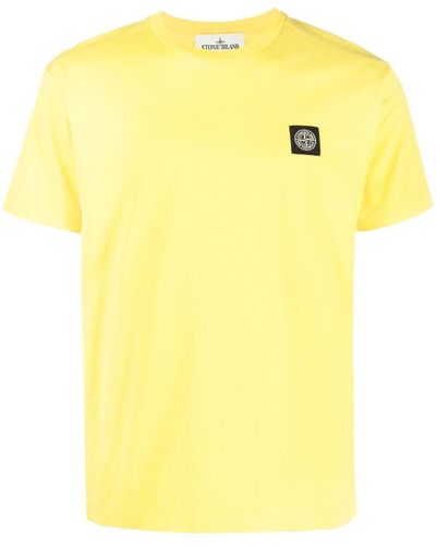 Stone Island T-Shirt mit Logo-Patch - Gelb