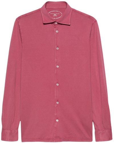 Fedeli Plain Organic-cotton Shirt - Pink