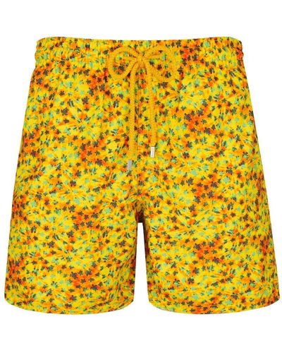 Vilebrequin Ronde Des Tortues-print Drawstring Swim Shorts - Yellow