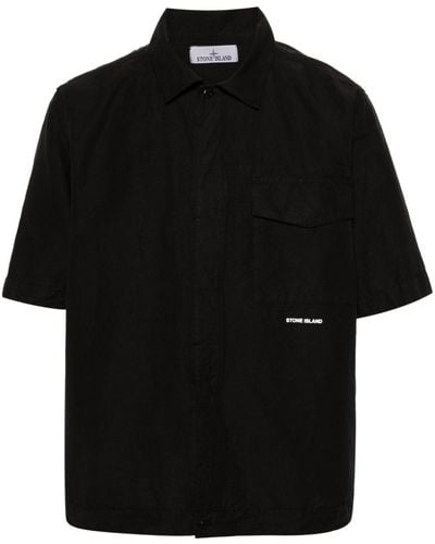 Stone Island Logo-print Short-sleeve Shirt - Black
