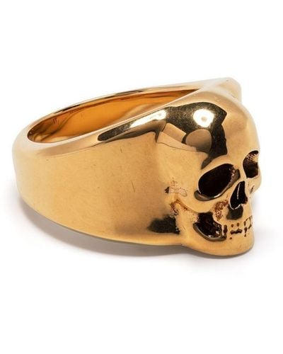Alexander McQueen Ring mit Totenkopf - Gelb