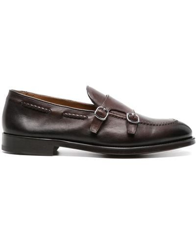 Doucal's Double-buckle Leather Monk Shoes - Gray