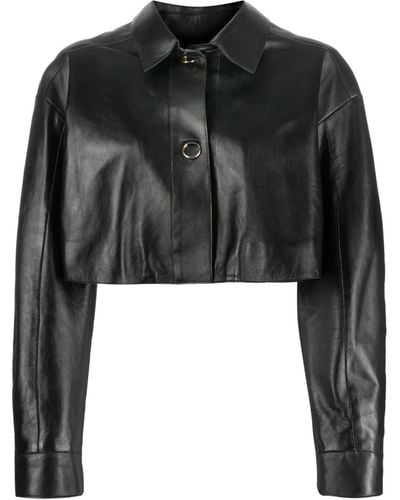 Aeron Shore Cropped Leather Jacket - Black