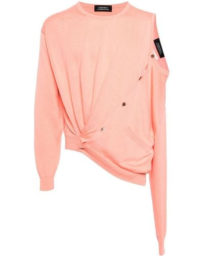 Doublet Cut-out Asymmetric Cotton Sweater - Pink