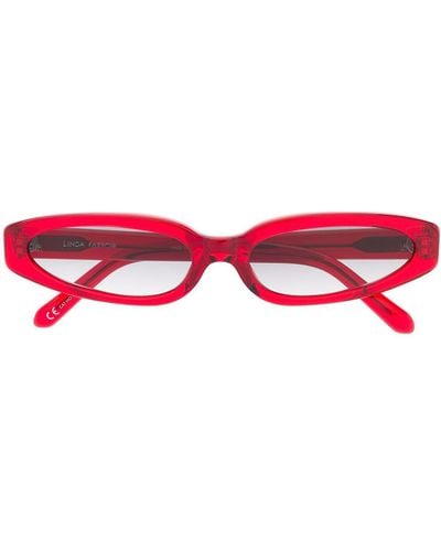 Linda Farrow Slim Oval Frame Sunglasses - Red