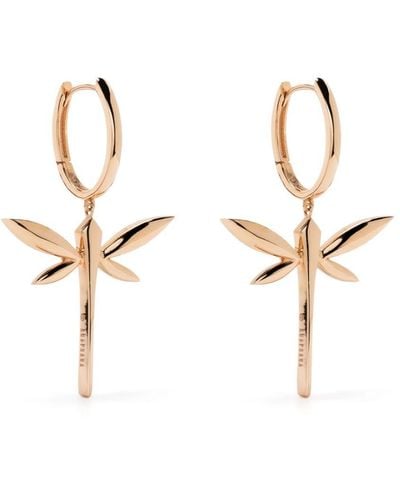 Anapsara 18kt Rose Gold Small Dragonfly Drop Earrings - White