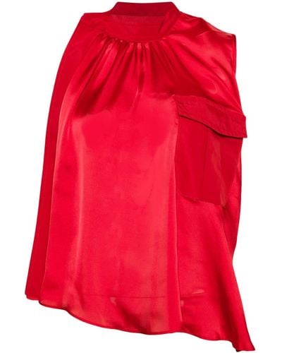 Sacai Asymmetrische Bluse - Rot
