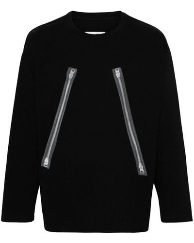 MM6 by Maison Martin Margiela Rasterised Zip 長袖tシャツ - ブラック