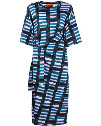 Colville Abstract-print Twisted Midi Dress - Blue