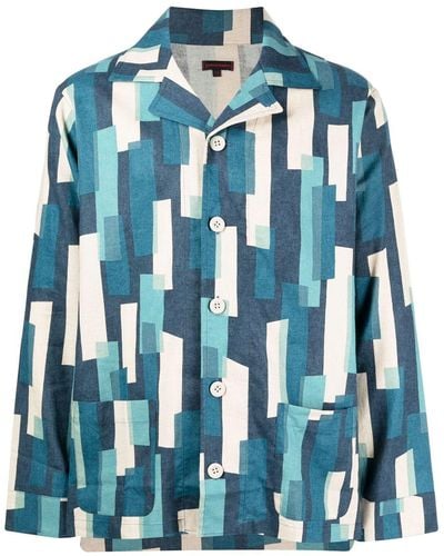 Clot Geometric-print Button-up Shirt - Blue