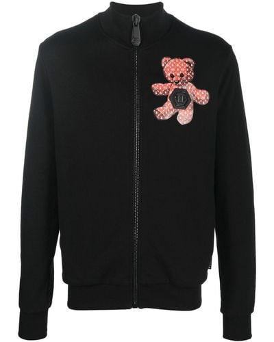 Philipp Plein Teddy Bear Zip-up Sweatshirt - Black