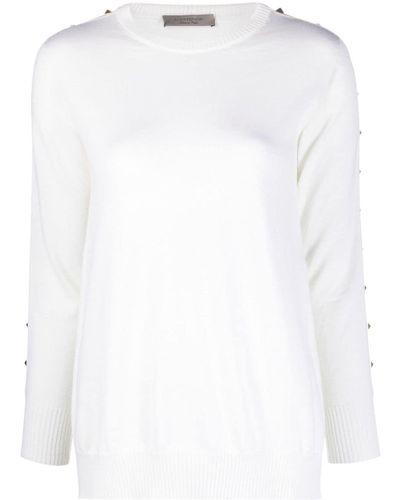 D.exterior Stud-embellished Wool Sweater - White