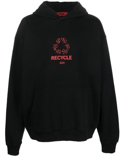 424 Recycle ロゴ パーカー - ブラック
