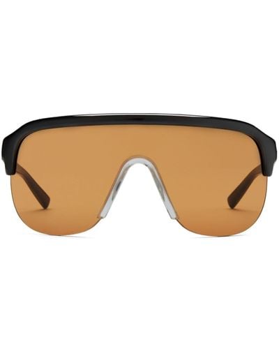 Gucci Shield-frame Half-rim Sunglasses - Black