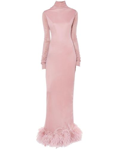 16Arlington Luna フェザートリム イブニングドレス - ピンク