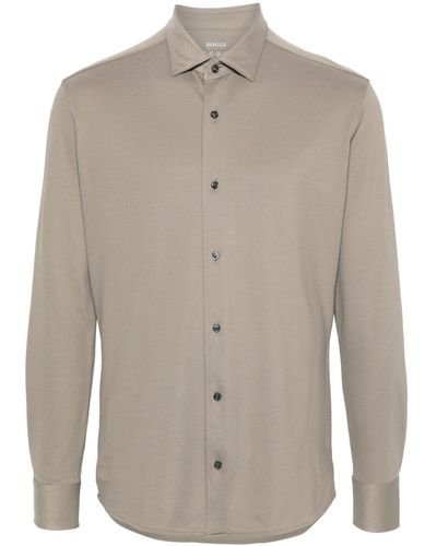 BOGGI Piqué Buttoned Shirt - Brown