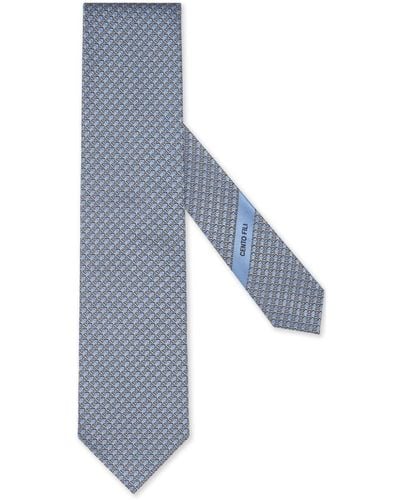 Zegna Geometric-pattern Silk Tie - Blue