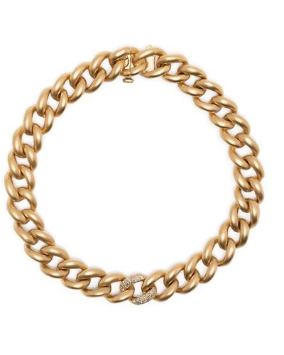 SHAY 18kt Yellow Gold Single Pavé Matte Chain Bracelet - Metallic