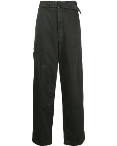 Lemaire Belted-waist Straight-leg Cotton Trousers - Black