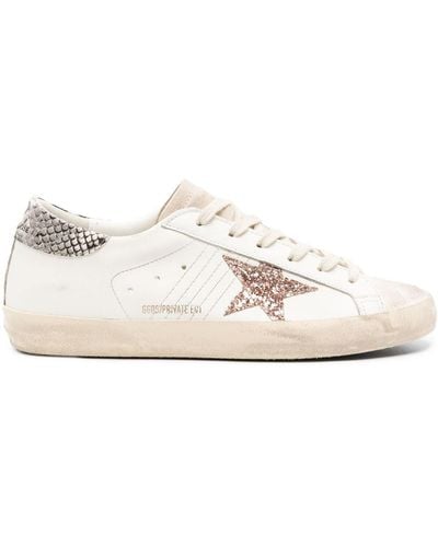 Golden Goose Super-star Leather Sneakers - Women's - Rubber/leather/fabric/glitter - White