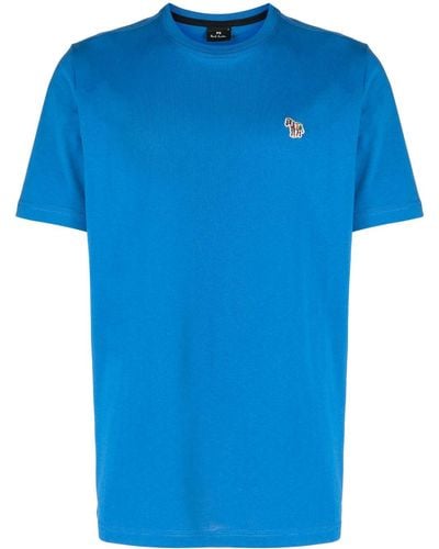 PS by Paul Smith Zebra-motif Cotton T-shirt - Blue