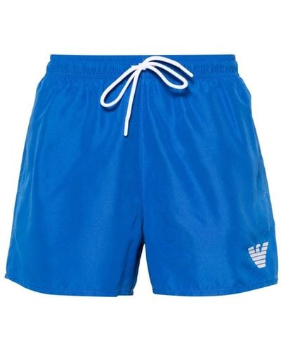 Emporio Armani Logo-embroidered Swim Shorts - Blue