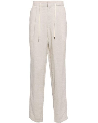 N.Peal Cashmere Sorrento Linen Drawstring Trousers - White