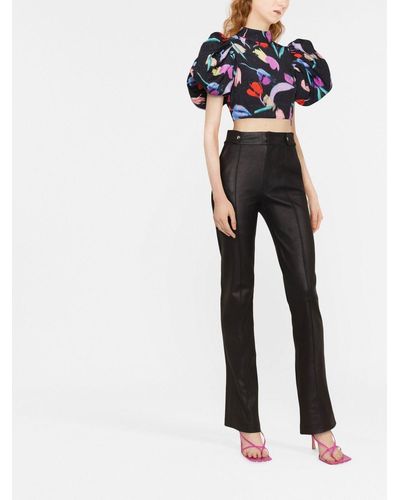 ROTATE BIRGER CHRISTENSEN Blouse Dusk crop à fleurs - Noir