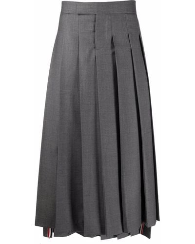 Thom Browne Pleated Twill Skirt - Grey