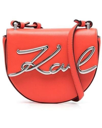 Karl Lagerfeld K/signature Small Saddle Shoulder Bag - Red