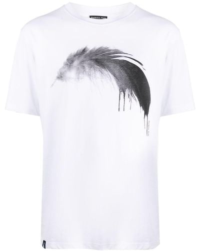 Patrizia Pepe Feather-print Cotton T-shirt - White
