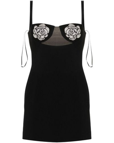 David Koma Floral-appliqué Mini Dress - Black