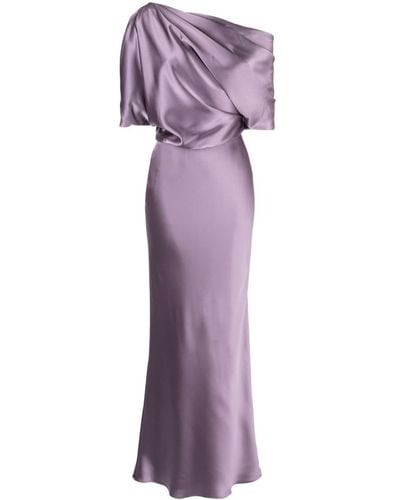Amsale Off-shoulder Draped Maxi Dress - Purple