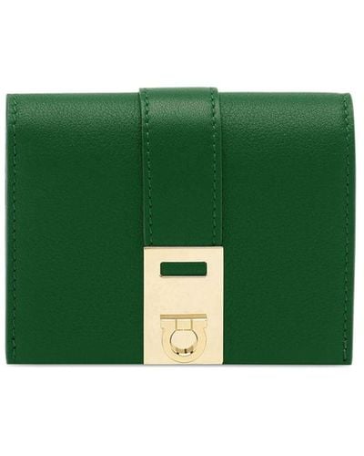Ferragamo Hug Leather Wallet - Green