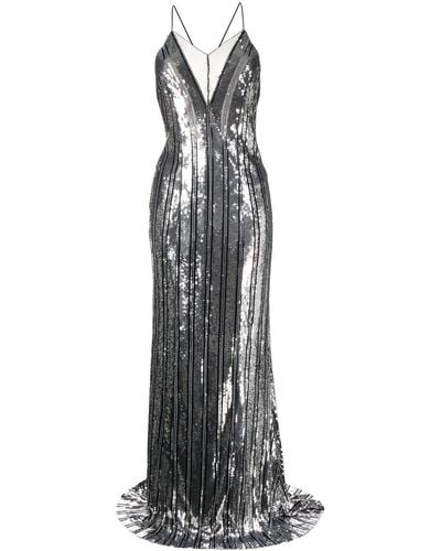 Galvan London スパンコール イブニングドレス - ホワイト