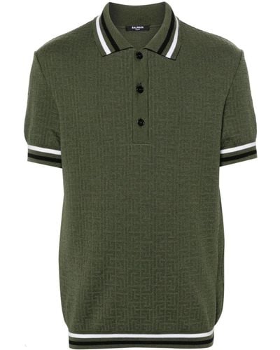 Balmain Poloshirt aus Monogramm-Jacquard - Grün