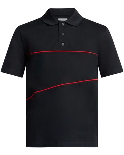 Ferragamo Ribbed Knit Polo Shirt - Black