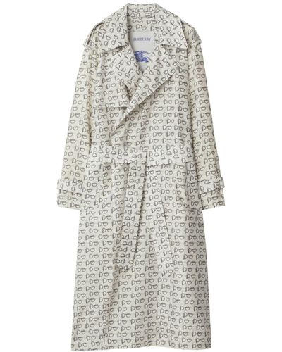 Burberry Trenchcoat Met Bloemenprint - Grijs